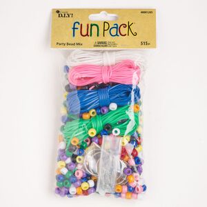 Cord and finding assortment, steel and acrylic, pkg/1, silver finish and multicolored.