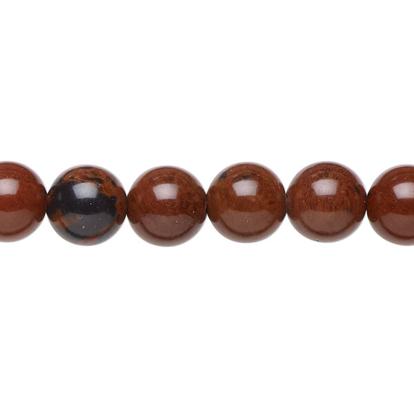 Bead, mahogany obsidian (natural), 8mm round, B grade, Mohs hardness 5 to 5-1/2. Sold per 15-1/2" to 16" strand. image number 0