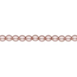 Bead, Czech pearl-coated glass druk, opaque dusty light rose, 4mm round. Sold per 15-1/2" to 16" strand.