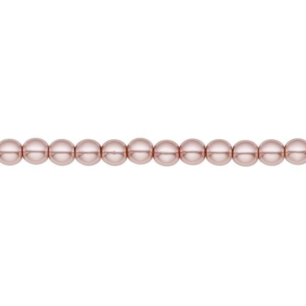 Bead, Czech pearl-coated glass druk, opaque dusty light rose, 4mm round. Sold per 15-1/2" to 16" strand. image number 0