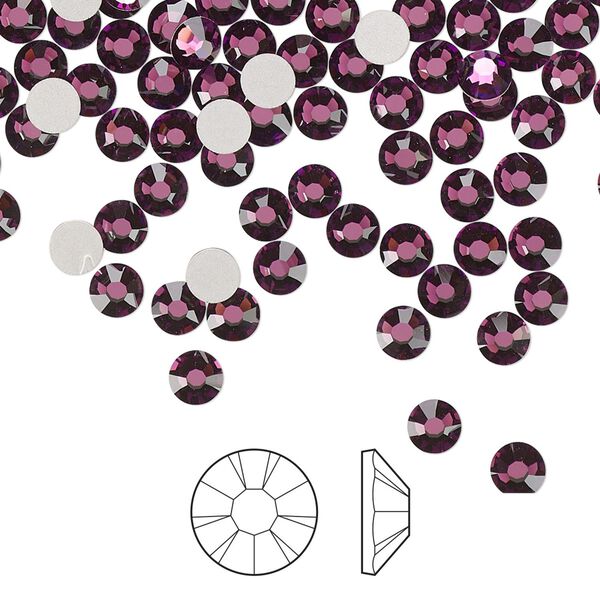Flat back 1440pk amethyst foil back, Preciosa MAXIMA Czech crystal rhinestone 3.8-4mm chaton rose round SS16 image number 0