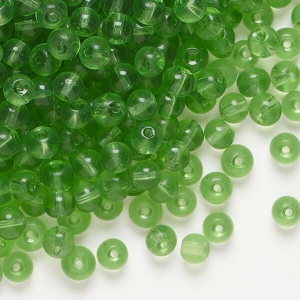 Bead 1pkg1, glass, translucent green, 4mm round, 4 ounces image number 0