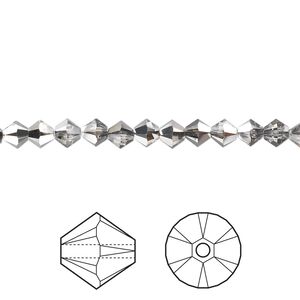 Bead 1440pk crystal silver night, Swarovski® 4mm XILION bicone 5328