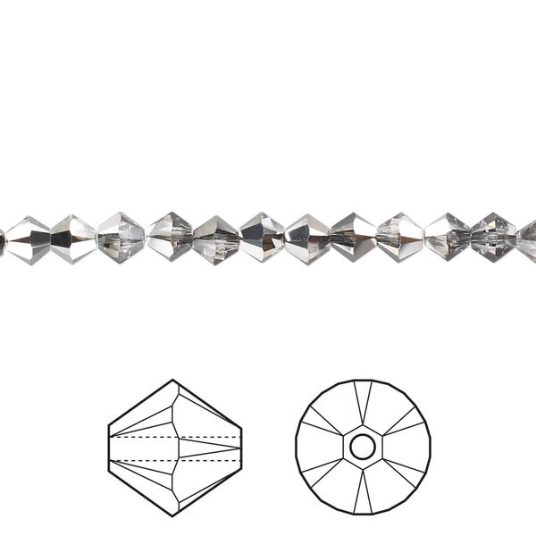 Bead 1440pk crystal silver night, Swarovski® 4mm XILION bicone 5328 image number 0