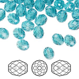 Bead 288pk light turquoise, Swarovski® 7x6mm olive briolette 5044