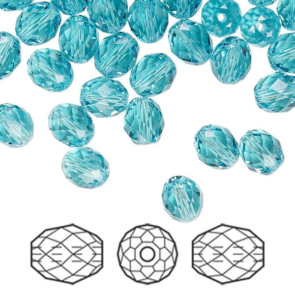 Bead 288pk light turquoise, Swarovski® 7x6mm olive briolette 5044 image number 0