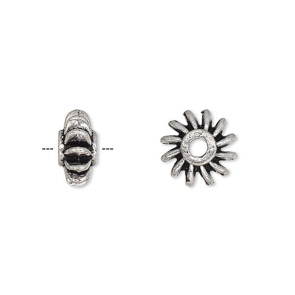 Bead, antique silver-plated brass, 11x6mm rondelle with 2.5mm hole. Sold per pkg of 2. image number 0