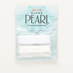 Cord and ribbon, plastic and nylon, clear / white / off-white, 7mm flat. Sold per pkg of (3) 7-yard sections.