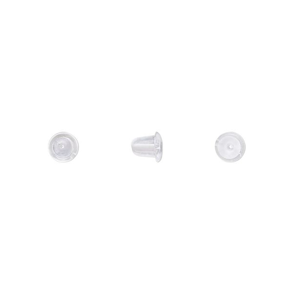 Earnut 1pkg100, 5x4.5mm bell, "rubber" clear 50 pair image number 0