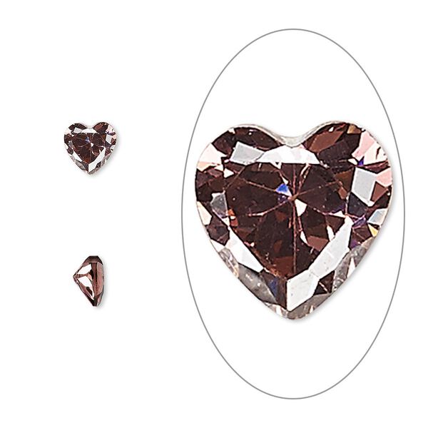Gem, cubic zirconia, alexandrite purple, 5mm faceted heart, Mohs hardness 8-1/2. Sold per pkg of 2. image number 0