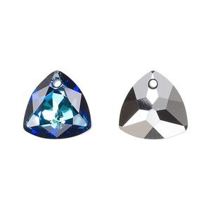 Drop 24pk crystal Bermuda blue P, Swarovski® 14.5mm pendant trilliant cut 6434