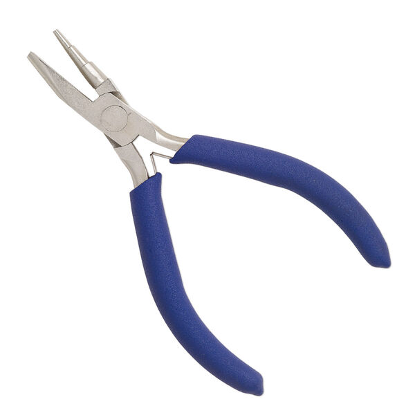 Pliers, wire-wrapping stepped and concave, foam and nickel-plated high-carbon steel, purple, 5 inches with satin finish. Sold individually. image number 0