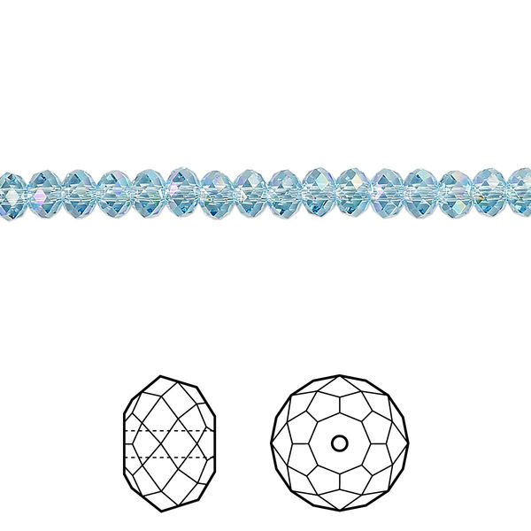 Bead 144pk aquamarine shimmer 2X, Crystal Passions® 4x3mm rondelle 5040 image number 0