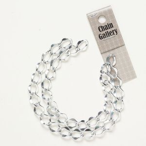 Chain aluminum 1pk 10.5mm flat curb, silver finish 17 inch