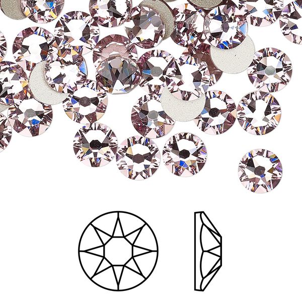 Flat back 288pk light amethyst foil back, Swarovski® 6.32-6.5mm rose round SS30 2088 image number 0