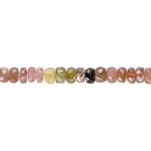 Multi-tourmaline 1pkg1, hand-cut faceted rondelle bead natural 15.5-16 inch 4x2mm-5x3mm