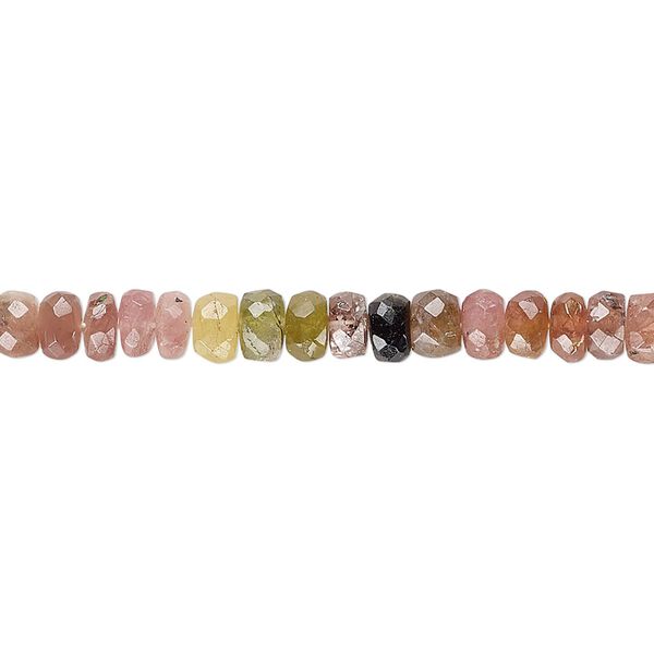 Multi-tourmaline 1pkg1, hand-cut faceted rondelle bead natural 15.5-16 inch 4x2mm-5x3mm image number 0