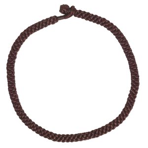 Necklace cord, satin-finished nylon, brown, 10mm hand-braided, 18 inches with knot closure. Sold individually.