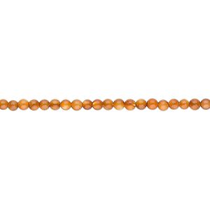 Bead, mother-of-pearl shell (dyed), dark amber, 2mm round. Sold per 16-inch strand.