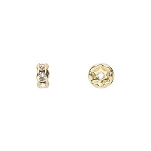 Bead 720pk crystal gold plate, Preciosa Czech crystal 6x3mm rondelle