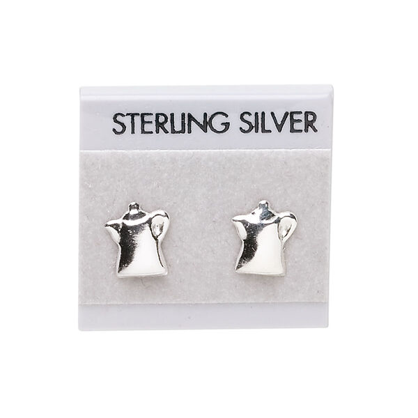 Earring card, flocked plastic, grey, 1x1-inch square with "STERLING SILVER." Sold per pkg of 100. image number 0
