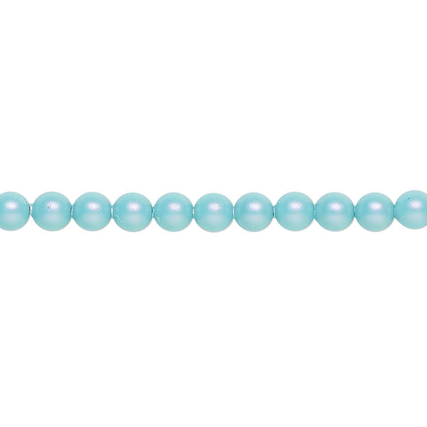 Pearl 100pk iridescent light turquoise, Crystal Passions® 4mm round 5810 image number 0