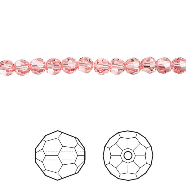 Bead 144pk rose peach, Crystal Passions® 4mm round 5000 image number 0