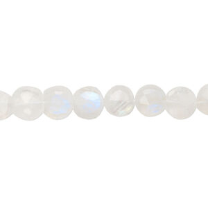 Rainbow moonstone 1pkg1, hand-cut faceted flat round bead natural 15.5-16 inch 7mm