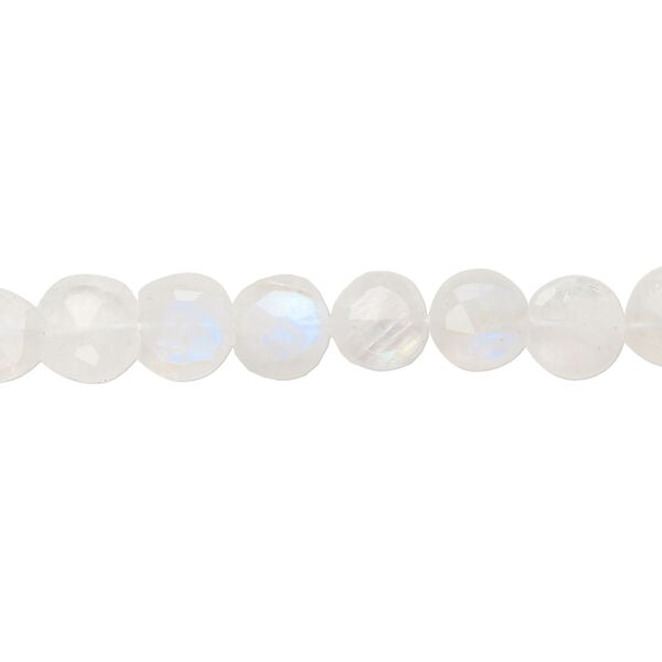 Rainbow moonstone 1pkg1, hand-cut faceted flat round bead natural 15.5-16 inch 7mm image number 0