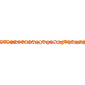Glass 1pkg1, faceted round bead 14 inch transparent orange AB 2mm