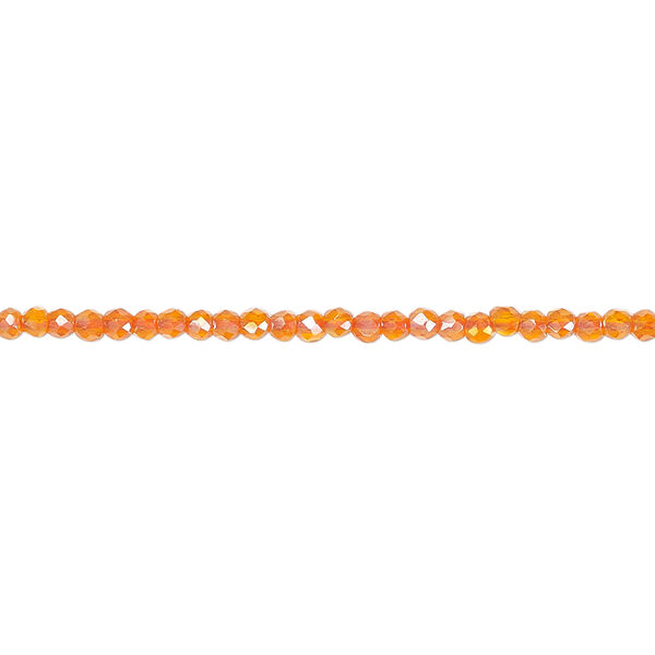 Glass 1pkg1, faceted round bead 14 inch transparent orange AB 2mm image number 0