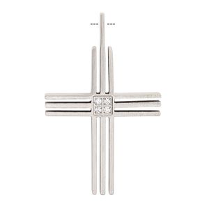 Focal, glass rhinestone and stainless steel, clear, 40x26mm cross with lines. Sold individually.