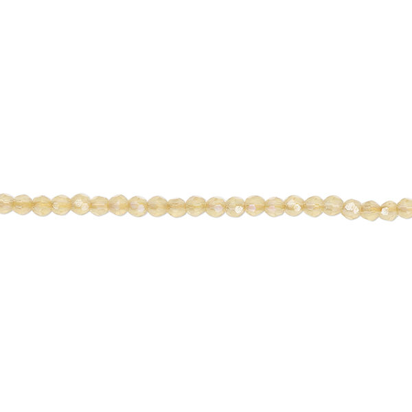 Glass 1pkg1, faceted round bead 14 inch transparent yellow AB 2mm image number 0