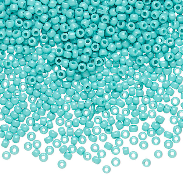 Seed bead, TOHO BEADS®, glass, pkg/7.5g, #11 round, opaque turquoise (TR-11-55). image number 0
