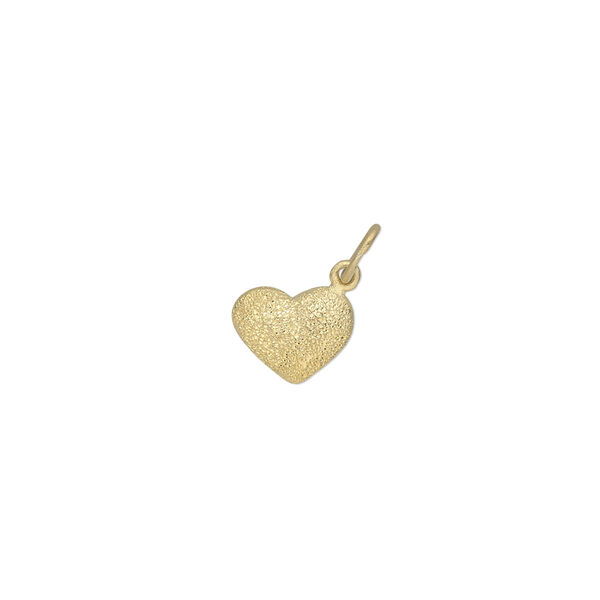 Charm, gold-finished sterling silver 9x7mm double-sided stardust puffed heart. Sold individually. image number 0