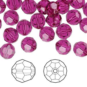 Bead 144pk fuchsia, Crystal Passions® 8mm round 5000