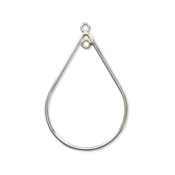 Focal, sterling silver, 30x20mm teardrop with loop. Sold individually. image number 0