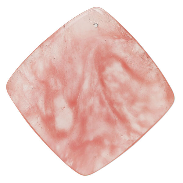 Focal, cherry "quartz" glass, 48mm top-drilled flat diamond. Sold individually. image number 0