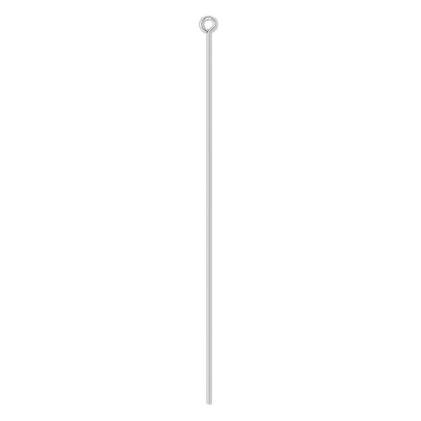 Eye pin, silver-plated brass, 2-1/2 inches, 21 gauge. Sold per pkg of 100. image number 0