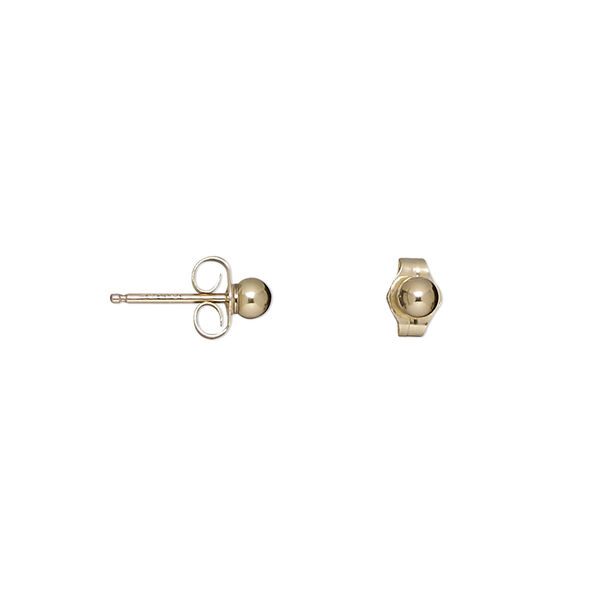 Earstud, gold-plated / gold-finished brass / 14Kt gold-filled, 3mm ball with post. Sold per pkg of 5 pairs. image number 0