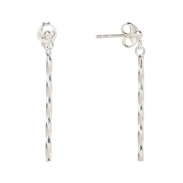 Earstud, Create Compliments®, sterling silver, 31mm twist. Sold per pair. image number 0