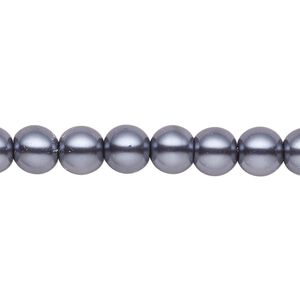 Bead, crystal pearl, gunmetal, 7-8mm round. Sold per pkg of (2) 15-1/2" to 16" strands, approximately 100 beads.