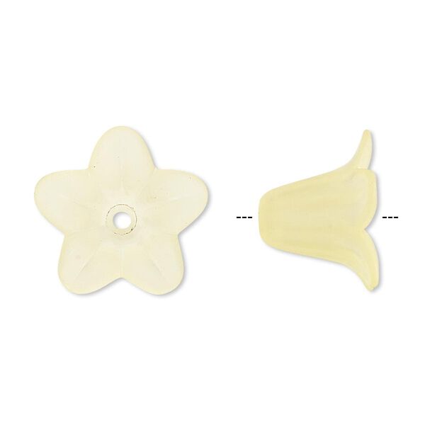 Component, acrylic, translucent frosted yellow, 17x12mm flower. Sold per pkg of 100. image number 0