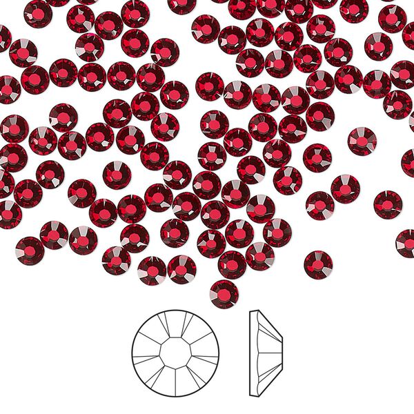 Flat back 144pk light Siam foil back, Preciosa MAXIMA Czech crystal hotfix rhinestone 3-3.2mm chaton rose round SS12 image number 0