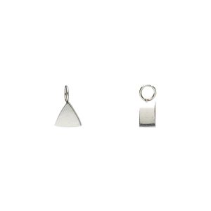 Drop, stainless steel, 5mm double-sided flat triangle. Sold per pkg of 2.