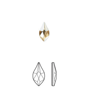 Flat back 12pk crystal golden shadow foil back, Crystal Passions® 10x5mm flame 2205