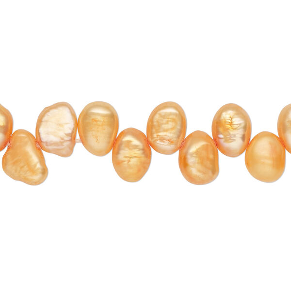 Pearl, cultured freshwater (dyed), carrot, 8x5mm-10x6mm top-drilled flat-sided rice with 0.4-0.5mm hole, D grade, Mohs hardness 2-1/2 to 4. Sold per 14-inch strand. image number 0