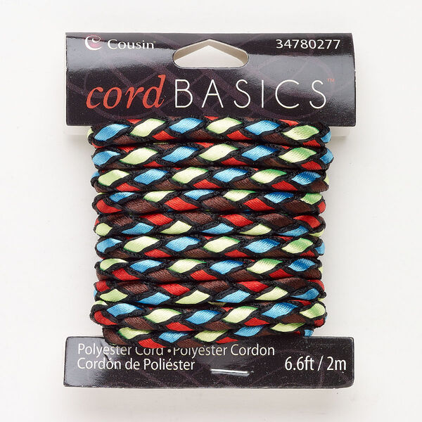 Polyester 1pkg1, round braided cord multicolored 2m 5mm image number 0