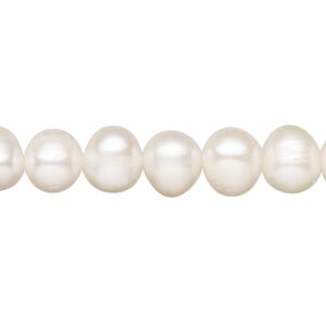 Freshwater pearl 1pkg1, semi-round, 15 inch white 9-10mm cultured