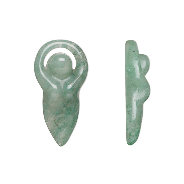 Component 1pkg1 green aventurine, 24x12mm-26x13mm hand-cut goddess B grade, natural image number 0